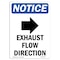 Signmission OSHA Notice, 5" Height, Exhaust Flow Direction Sign With Symbol, 5" X 3.5", Portrait OS-NS-D-35-V-12217 - alternate 1